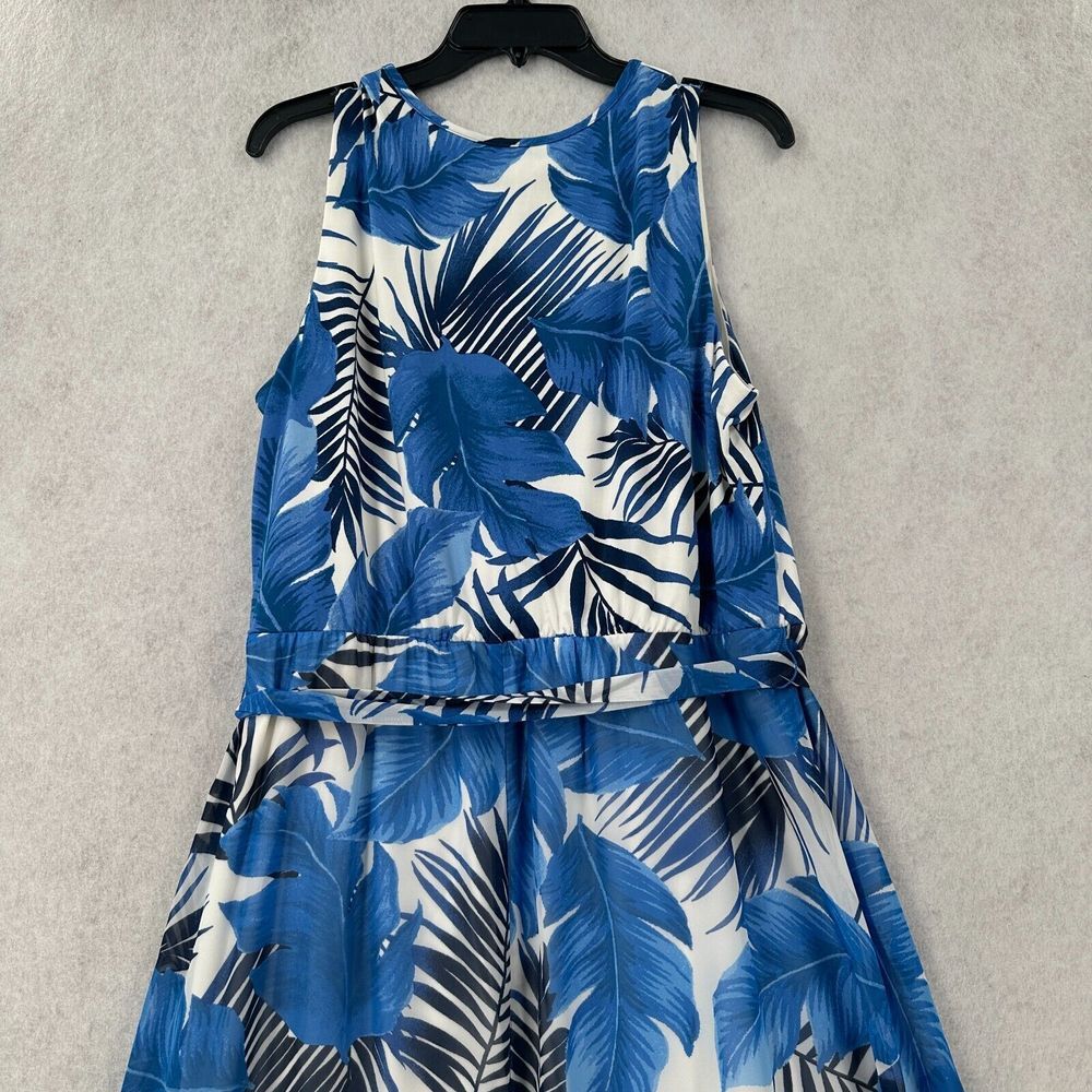 NWT Lane Bryant Maxi Dress Size 14 Floral Sleeveless Long Flowy Blue Tropical - Picture 8 of 12